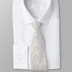 Lavender Watercolor Floral Purple Flowers Pattern Neck Tie